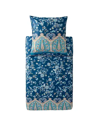 BASSETTI | Satin Bettwäsche  70x90cm / 140x200cm INDIAN ROSES Blau | 